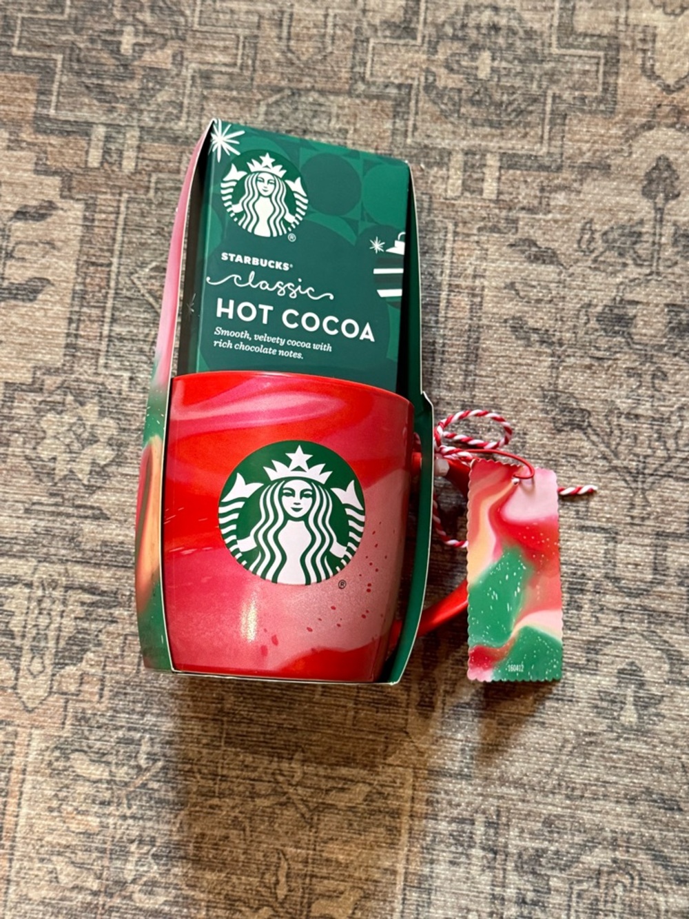 Starbucks Red and Green Holiday Mug with Classic Hot Cocoa‎ Pack